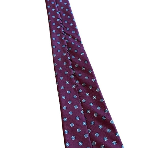 ROBERT TALBOTT MEN'S TIE Red Hand Sewn Silk Printed In Italy Measured - Picture 4 of 12